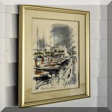 A26. Print of Annapolis harbor scene. Water damaged. 16” x 12” - $28 